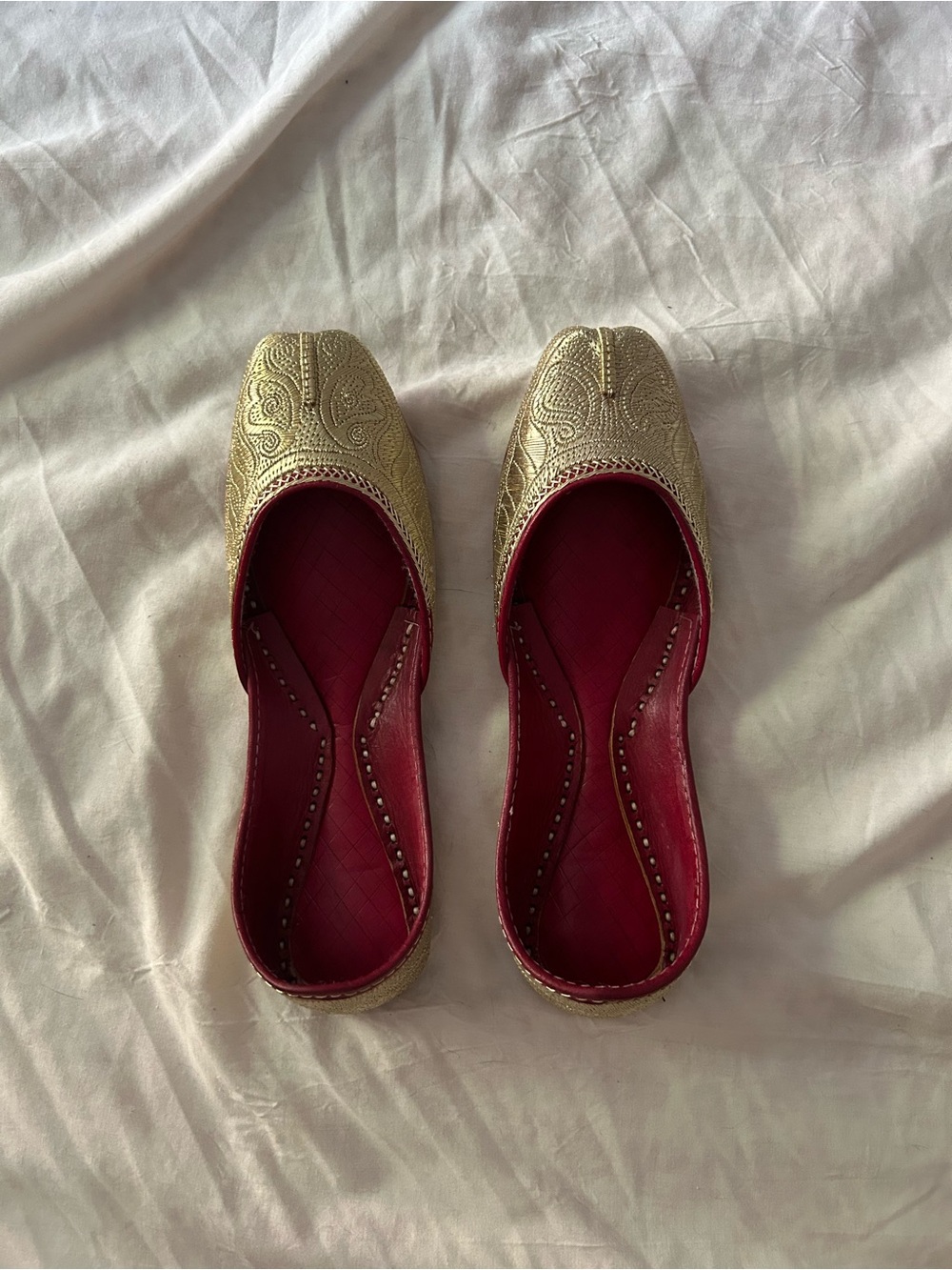 Gold and Red Embroidered Women's khussa Flats brand new